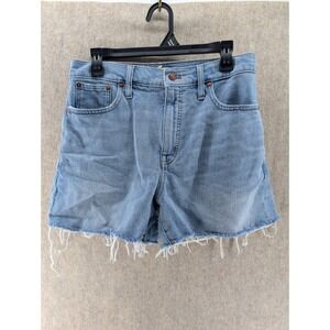 Madewell High Rise Denim Shorts Light Wash Frayed Hem Size 29